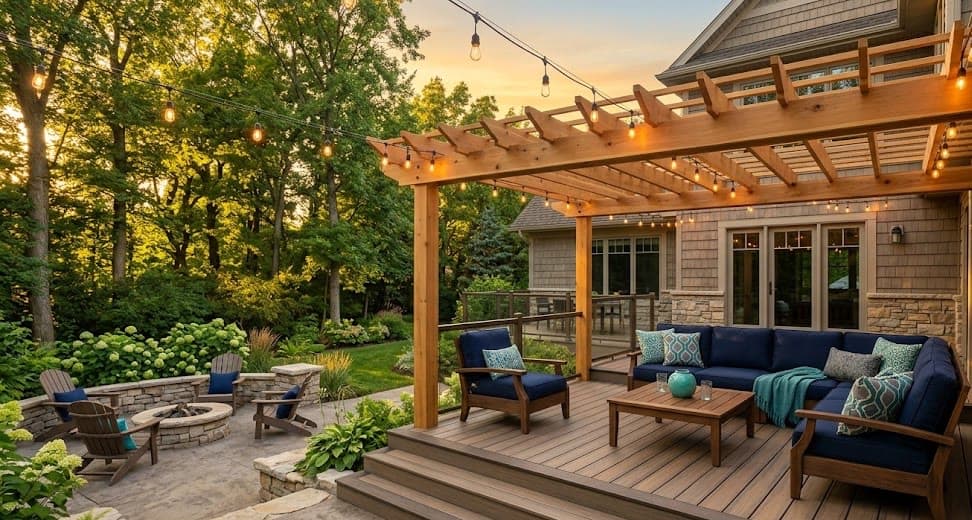 Finished deck and outdoor living space